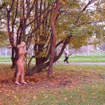 In a park during fall season