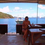 In a bar on a large boat