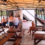 In a bar on a large boat