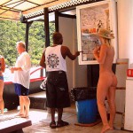 In a bar on a large boat