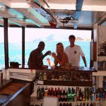 In a bar on a large boat