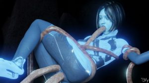 Cortana captured by tentacles