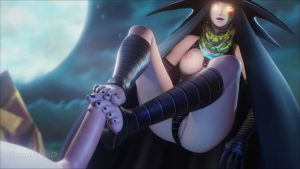 Scathach giving a footjob