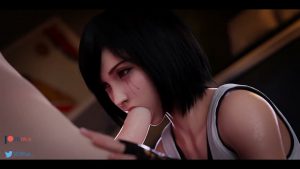 Tifa teared up from deepthroating